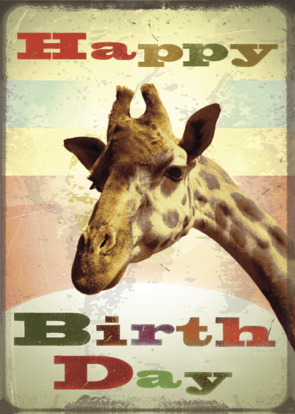 DH27 - Happy Birthday Giraffe Greeting Card by Max Hernn DH27 - Happy Birthday Giraffe Greeting Card by Max Hernn